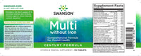 Thumbnail for The label for Swanson Multi without iron - 130 tabs provides essential minerals and vitamins to fill nutritional gaps.