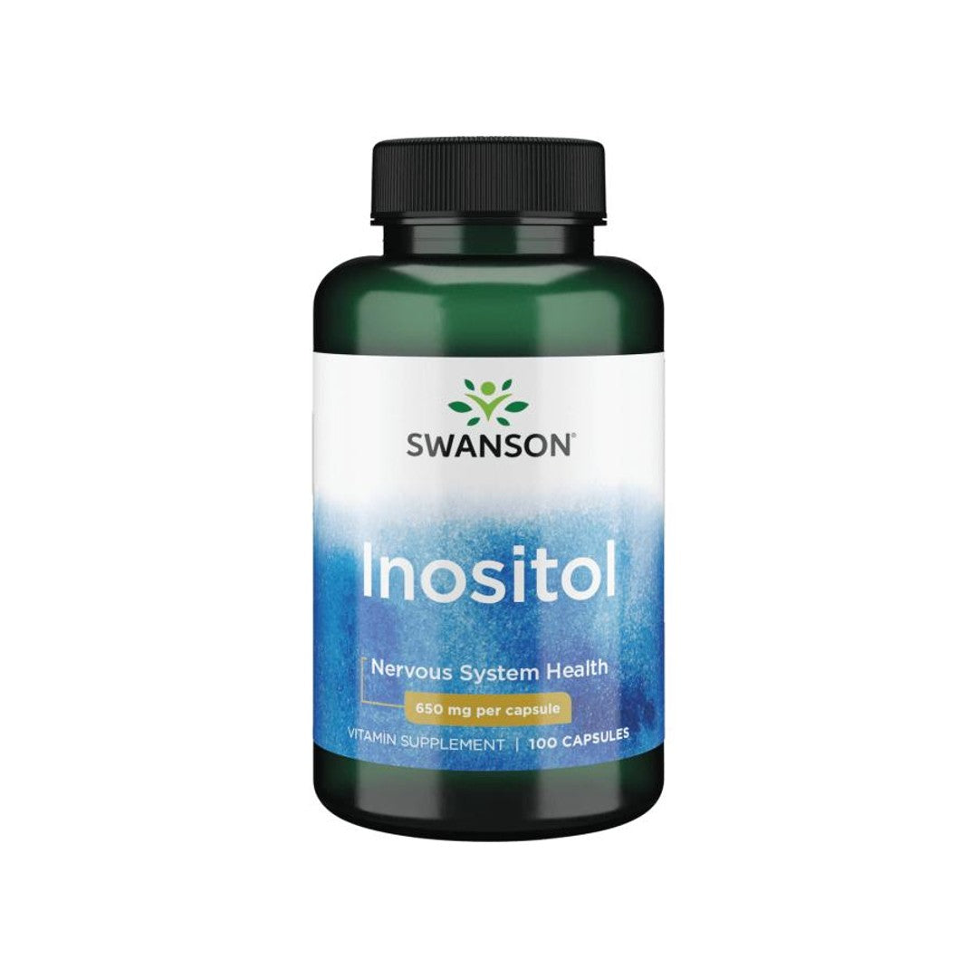 A bottle of Swanson Inositol - 650 mg 100 capsules.