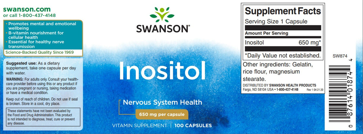 Swanson inositol - 650 mg 100 capsules - Swanson ino.