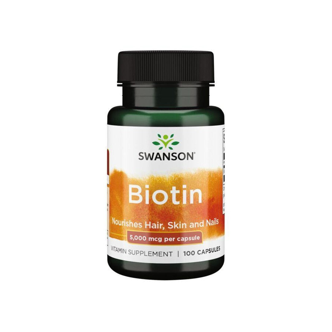 Swanson Biotin - 5 mg 100 capsules, a dietary supplement.