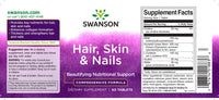 Thumbnail for Swanson Hair, Skin & Nails - 60 tabs supplement.