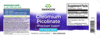 Thumbnail for A label with Swanson Chromium Picolinate - 200 mcg 100 capsules.