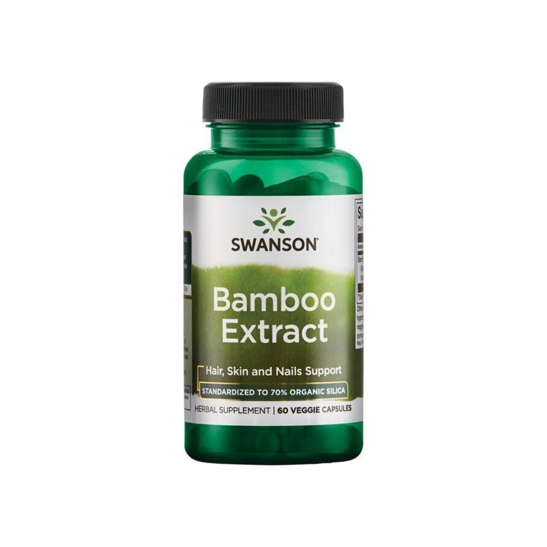 A dietary supplement containing Swanson Bamboo Extract in the form of 300 mg vege capsules.