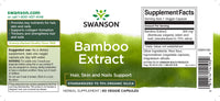 Thumbnail for Dietary supplement label for Swanson Bamboo Extract - 300 mg 60 vege capsules.