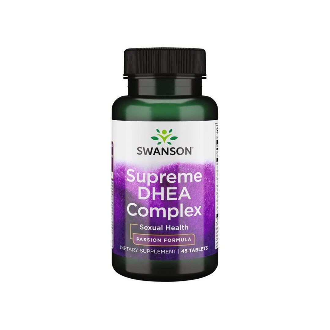 Swanson's Supreme DHEA Complex - 45 tabs offers hormonal support for maintaining sexual health. This advanced formula contains DHEA, a vital hormone that plays a crucial role in overall well-being.