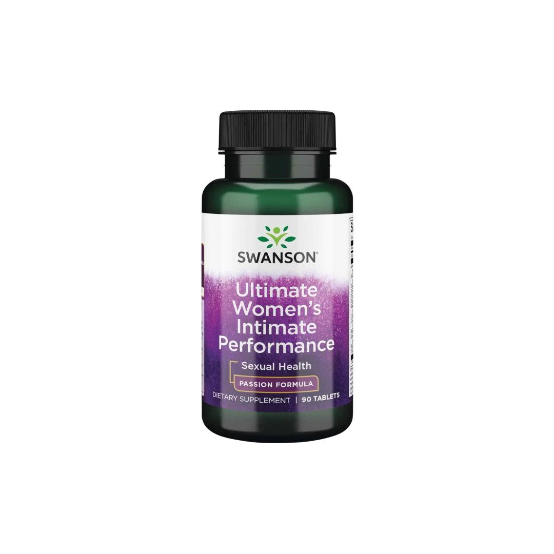 A bottle of Swanson Ultimate Women's Intimate Performance 90 tab, a herbal blend for women's sexual health.