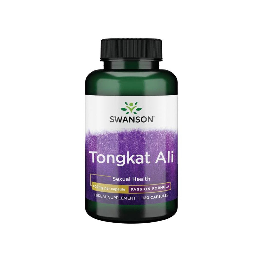 Enhance hormonal health and sexual drive with Swanson Tongkat Ali - 400 mg 120 capsules, a powerful bottle boosting endurance and stamina.