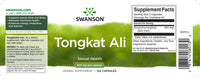 Thumbnail for The label for Swanson's Tongkat Ali - 400 mg 120 capsules is specifically designed to enhance sexual drive, endurance, and stamina while also promoting hormonal health.