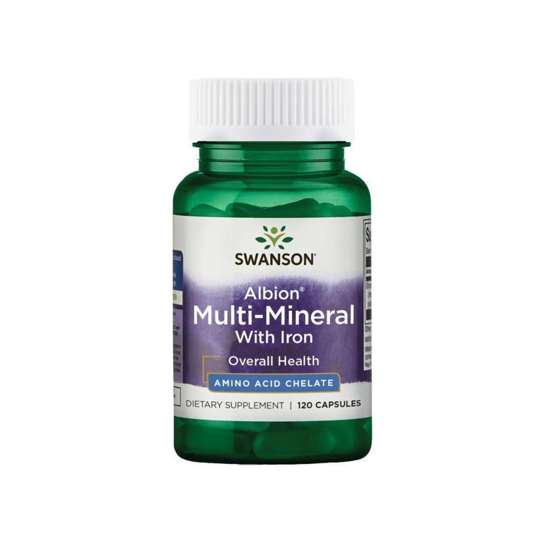 Swanson Multi Mineral With Iron - 120 capsules Albion Chelated with health benefits.