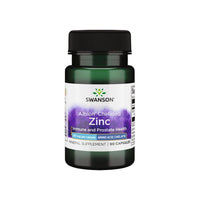 Thumbnail for A bottle of Swanson Zinc - 30 mg 90 capsules Albion Chelated with a purple label that supports immune function and prostate health.
