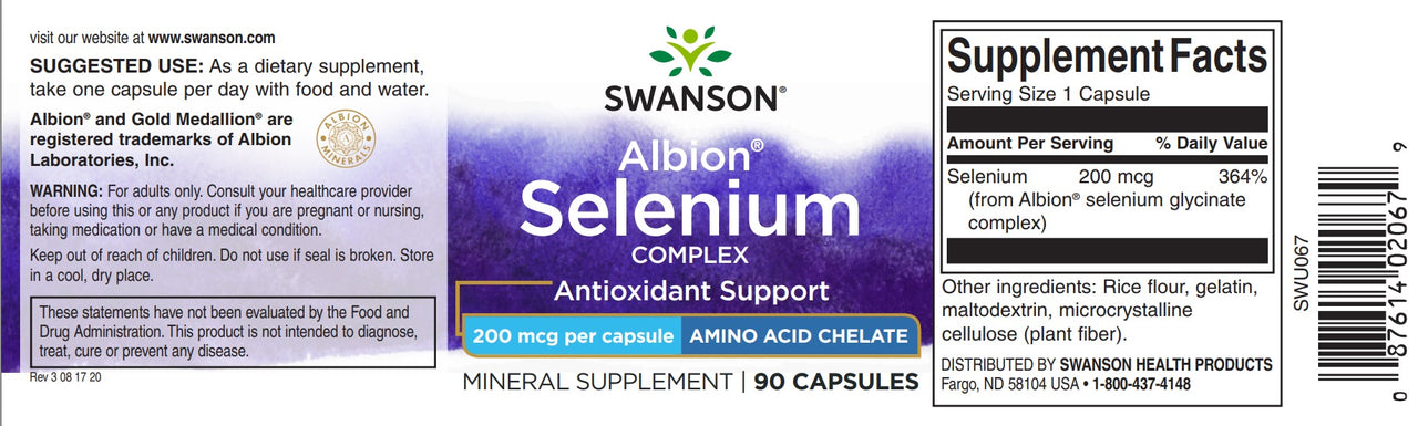 Selenium Complex - 200 mcg 90 capsules Albion Chelated - label