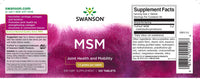 Thumbnail for A bottle of Swanson MSM - 1,500 mg 120 tabs with a purple label, known for its joint health benefits and anti-inflammatory properties.
