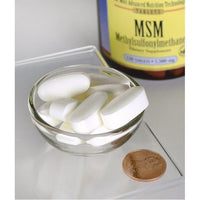 Thumbnail for Swanson's MSM - 1,500 mg 120 tabs with anti-inflammatory properties in a bowl next to a penny.