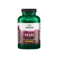 Thumbnail for A white background showcasing a bottle of Swanson MSM - 1,500 mg 120 tabs, known for its joint health benefits and anti-inflammatory properties.