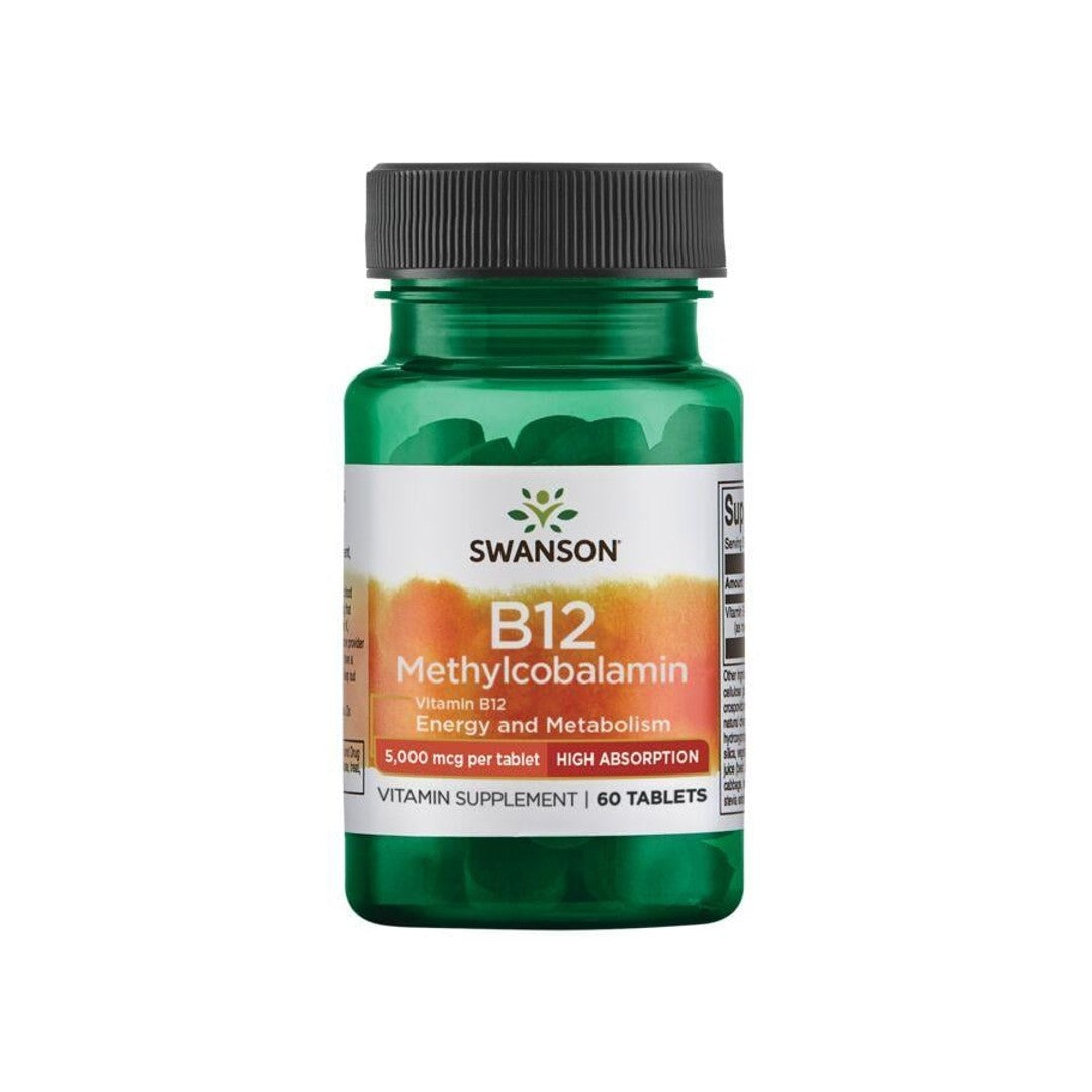 Vitamin B-12 - 5000 mcg 60 tabs Methylcobalamin - front
