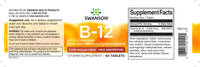 Thumbnail for Swanson Vitamin B-12 - 5000 mcg 60 tabs Methylcobalamin supplement label, specifically formulated to support optimal brain functioning.