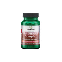 Thumbnail for A bottle of Swanson's Resveratrol Complex 60 caps, offering antioxidant protection for the cardiovascular system and promoting cell longevity.