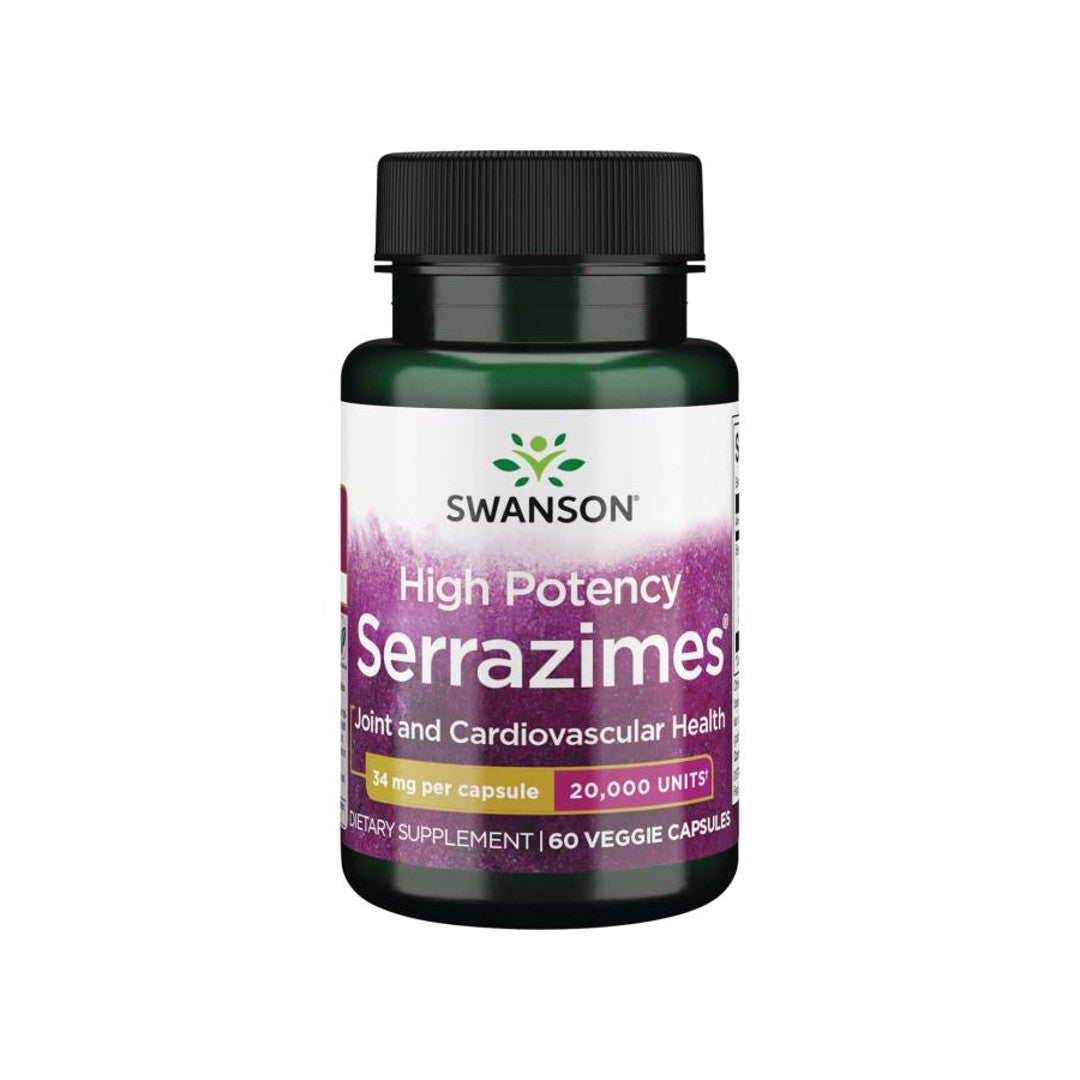 Swanson Serrazimes - 20000 units 60 vege capsules formulated with the proteolytic enzyme Serrazimes, for optimal joint health.