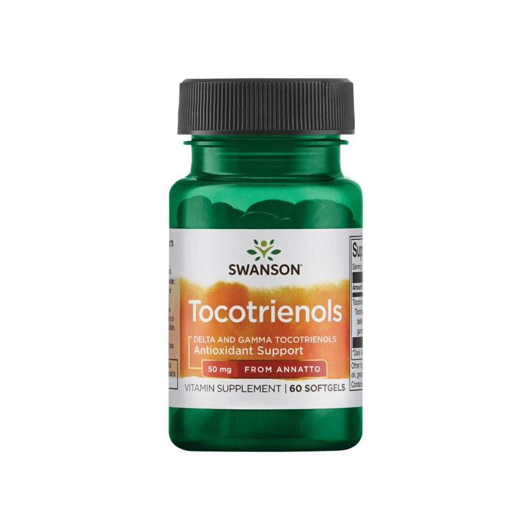Swanson Tocotrienols - 50 mg 60 softgel capsules provide antioxidant support for maintaining healthy cholesterol levels.