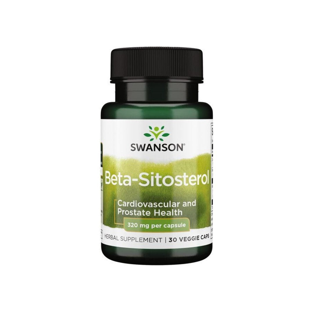 A dietary supplement bottle of Swanson Beta-Sitosterol - 320 mg 30 vege capsules.