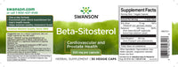 Thumbnail for Swanson Beta-Sitosterol - 320 mg 30 vege capsules dietary supplement label.
