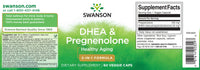 Thumbnail for Packaging for Swanson's DHEA - 25 mg and Pregnenolone - 100 mg Complex dietary supplement, promoting healthy ageing with a 2-in-1 formula in veggie capsules.