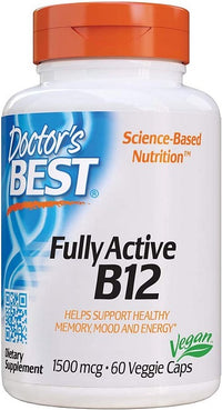 Thumbnail for Doctor's Best Vitamin Active B-12 1500 mcg 60 Veggie capsules is a highly effective dietary supplement that provides optimal support for the production of red blood cells and promotes healthy brain function.