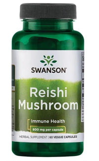 Thumbnail for Discover the remarkable immune health benefits of Swanson's Reishi Mushroom 600 mg 60 Veggie Capsules, renowned for its antioxidant properties.