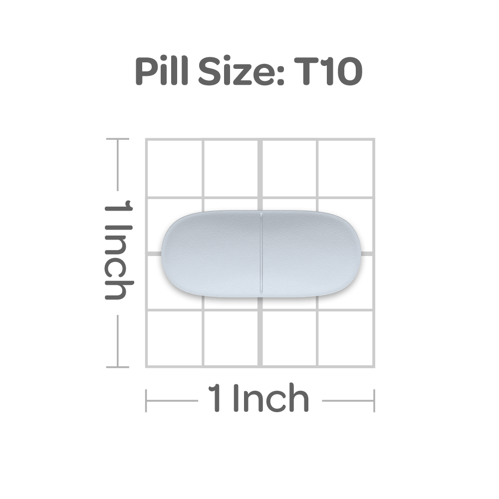 The product description for the Puritan's Pride Ultra Woman 50 Plus 120 tabs showcases the pill size t10 on a black background.