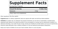 Thumbnail for A label for Swanson Melatonin - 3 mg 120 capsules supplement.