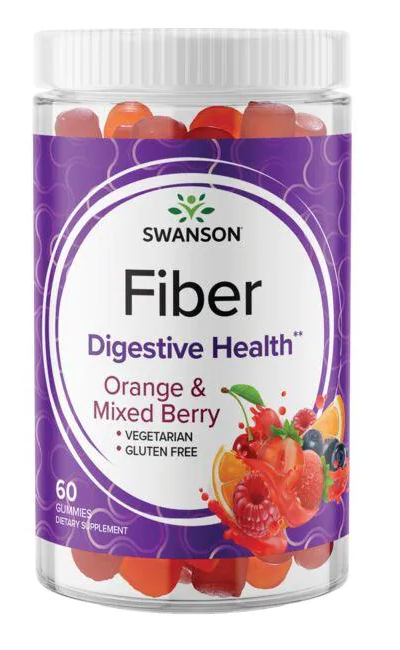 Swanson Fiber 5000 mg 60 gummies Orange & Mixed Berry.
