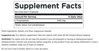 Thumbnail for L-Tryptophan - 500 mg 60 capsules - supplement facts 2